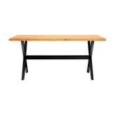Rustic Solid Mango Wood Industrial Iron Dining Table Natural